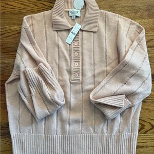J. Crew Women's Pink Sweater Cashmere pointelle sweater polo.
